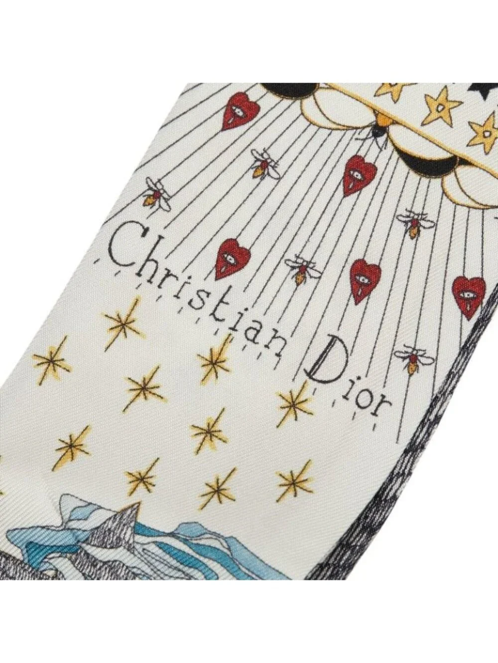 Dior Mizza L'etoile Scarf White Multicolor Silk